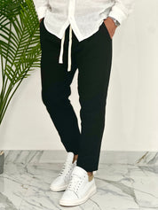 PANTALONI IN LINO PU2126 COL.NERO