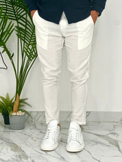 PANTALONI IN LINO PU2124 COL.BIANCO