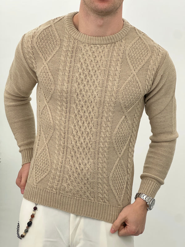 MAGLIONE GIROCOLLO INTRECCIATO 23-631 col. BEIGE