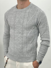 MAGLIONE GIROCOLLO INTRECCIATO 23-631 col. GRIGIO
