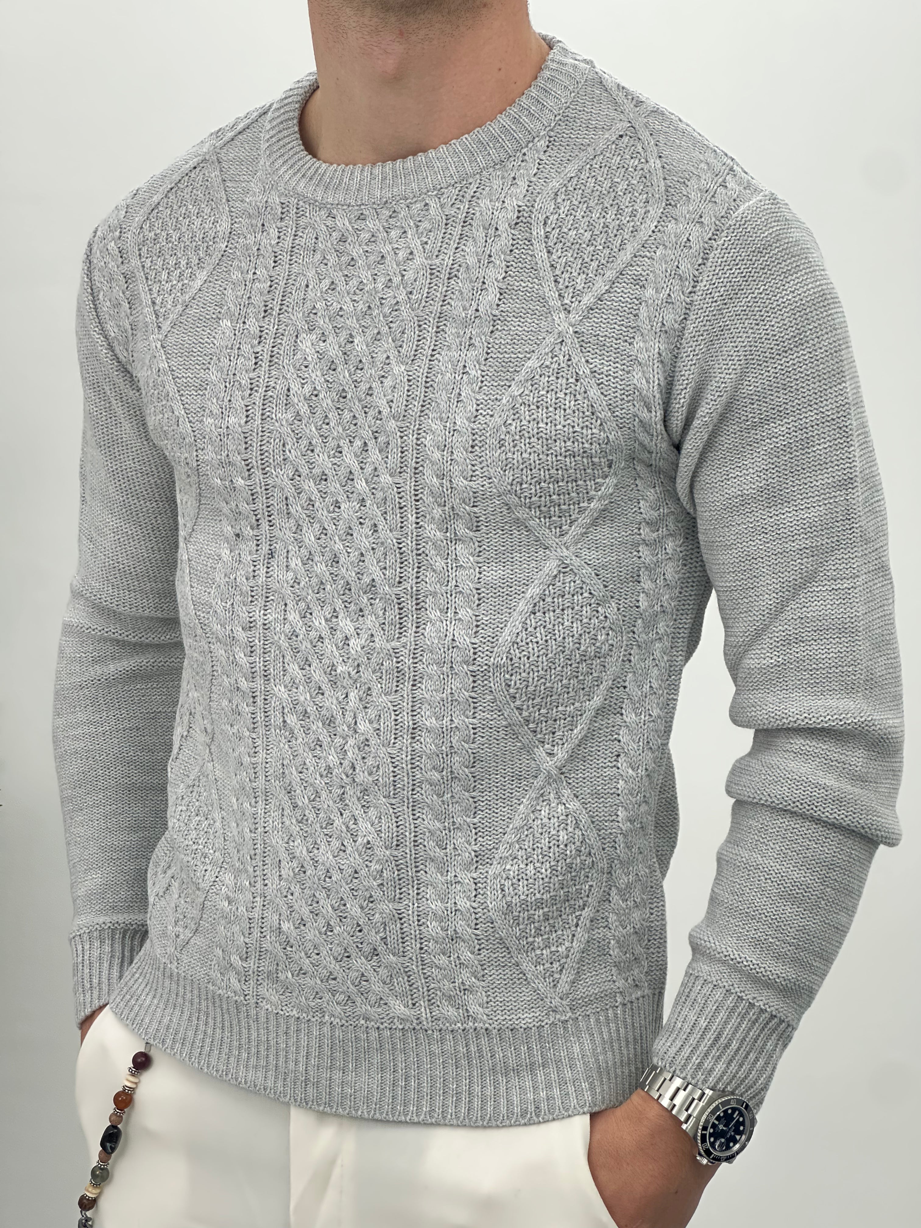 MAGLIONE GIROCOLLO INTRECCIATO 23-631 col. GRIGIO