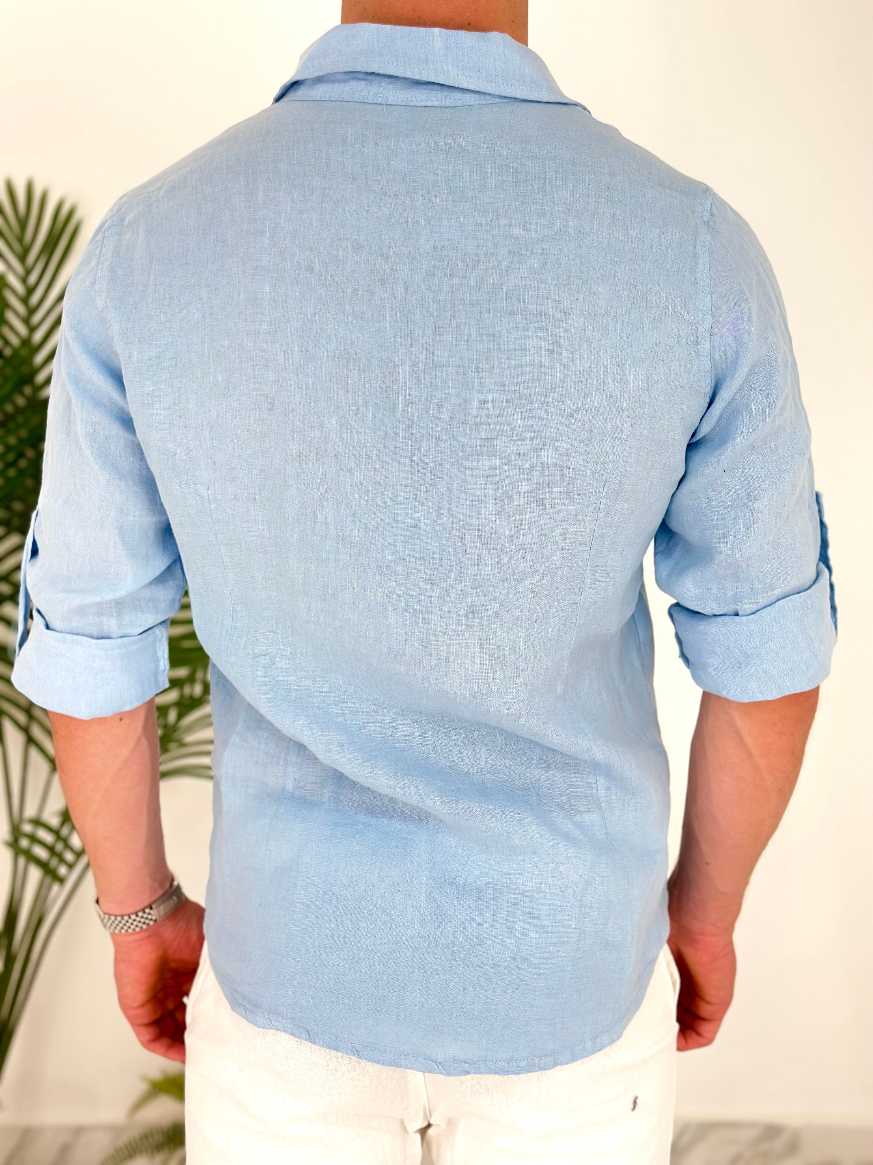 CAMICIA IN LINO col.CELESTE