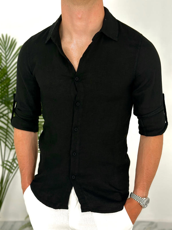 CAMICIA IN LINO col.NERO