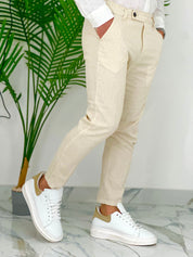 PANTALONI IN LINO PU2124 COL.BEIGE