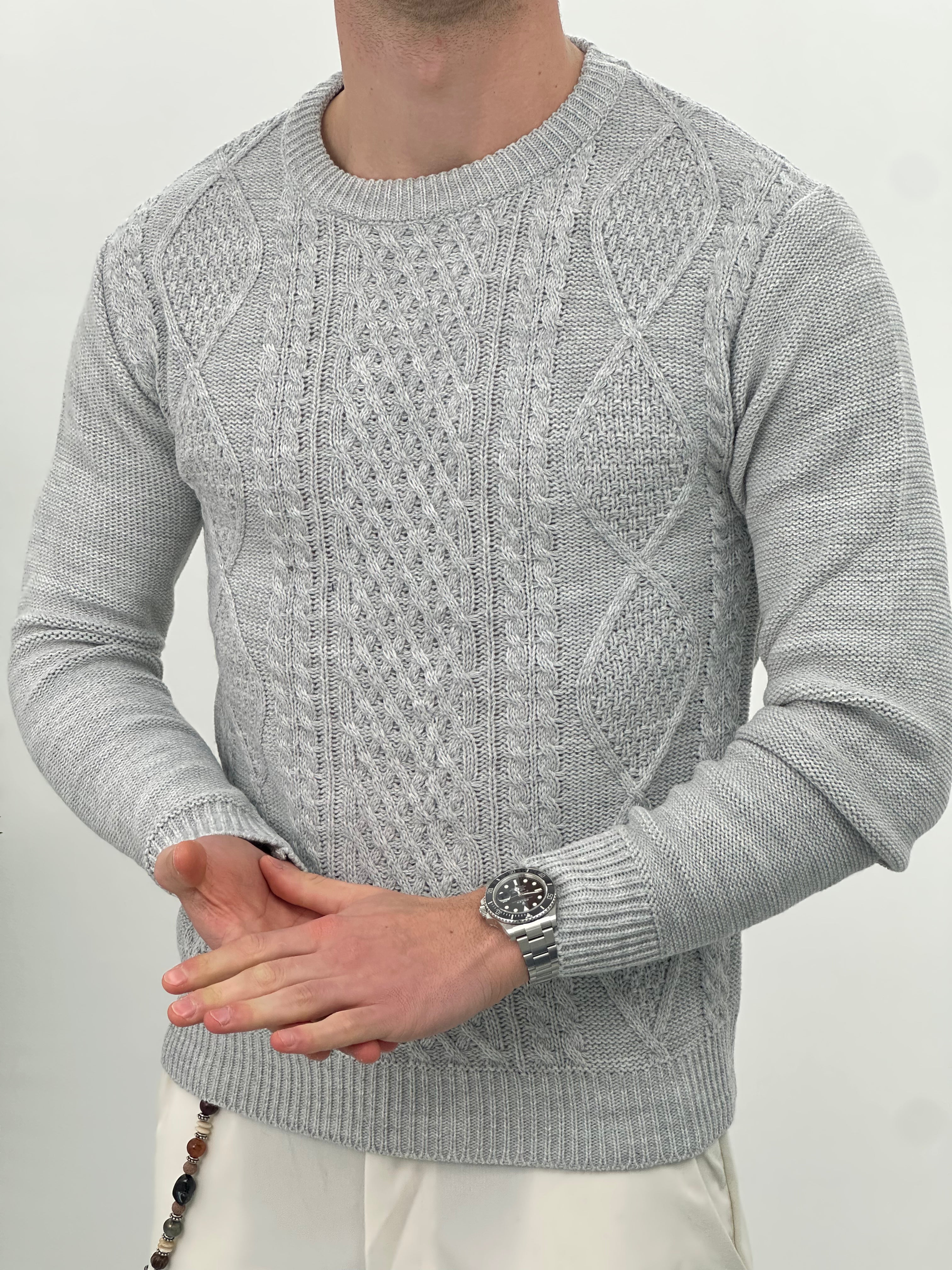 MAGLIONE GIROCOLLO INTRECCIATO 23-631 col. GRIGIO