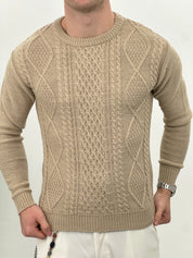 MAGLIONE GIROCOLLO INTRECCIATO 23-631 col. BEIGE