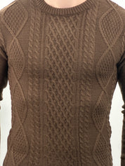 MAGLIONE GIROCOLLO INTRECCIATO 23-631 col. MARRONE