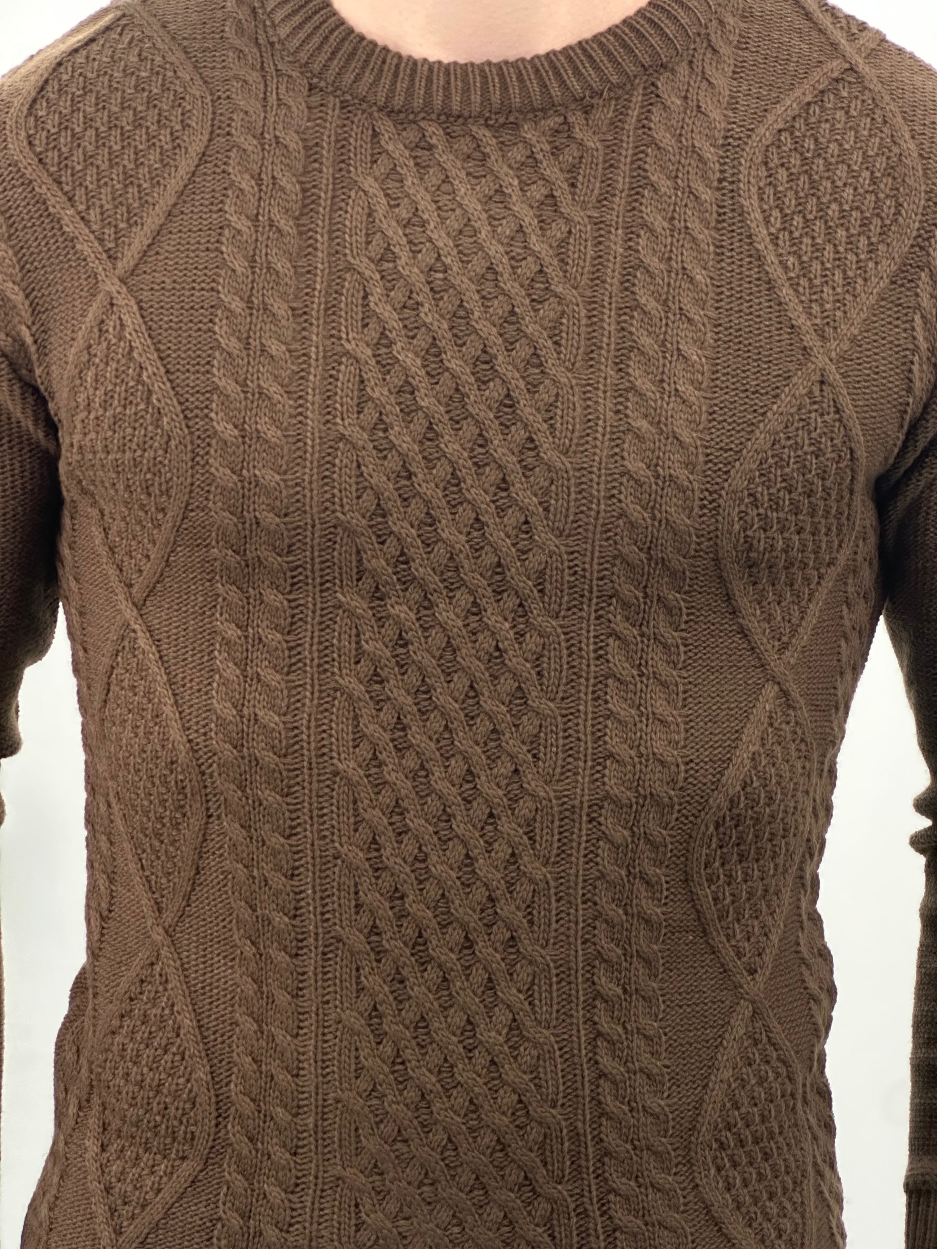 MAGLIONE GIROCOLLO INTRECCIATO 23-631 col. MARRONE