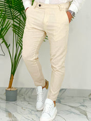 PANTALONI IN LINO PU2124 COL.BEIGE