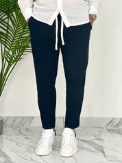 PANTALONI IN LINO PU2126 COL.BLU SCURO