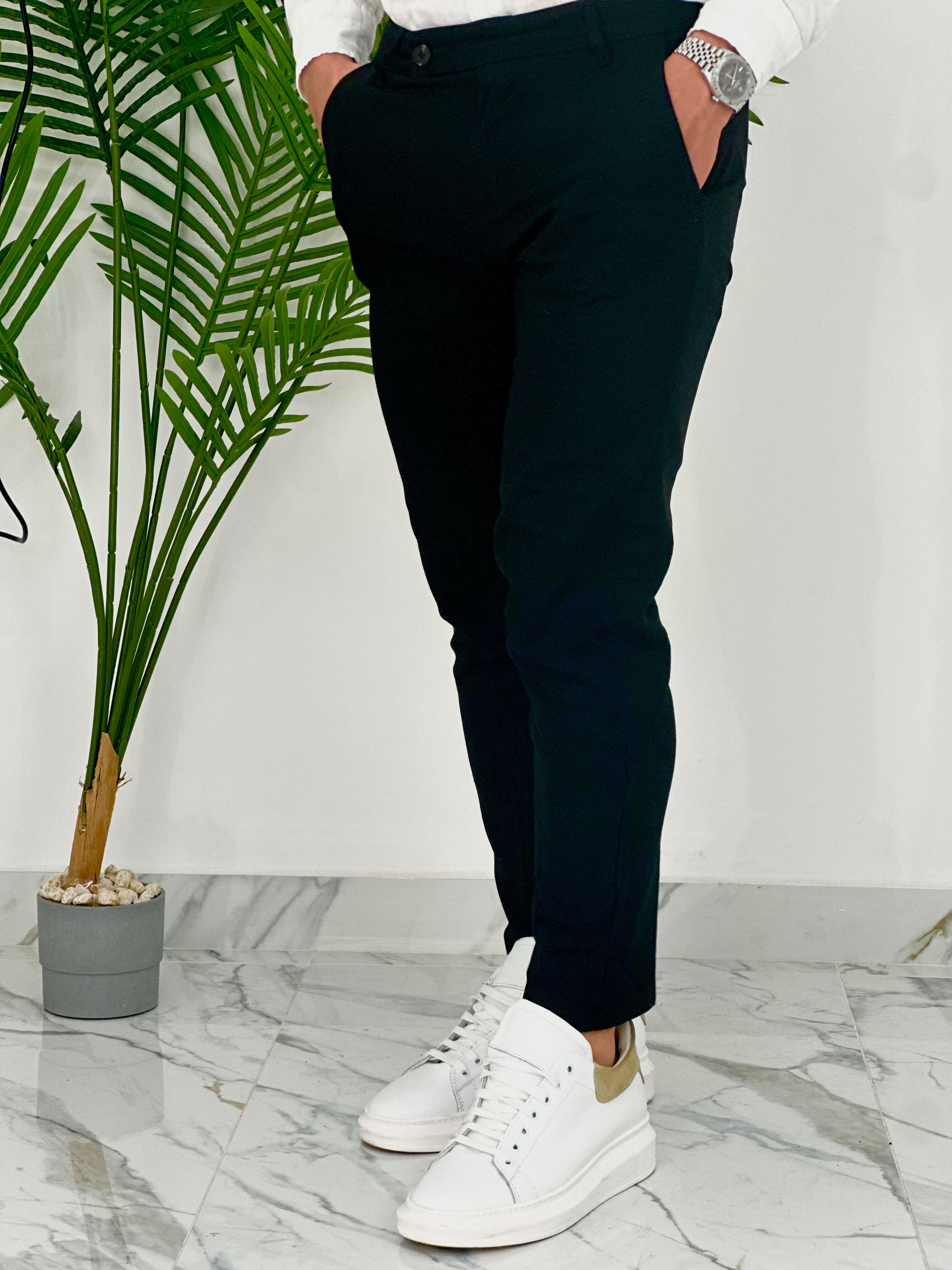 PANTALONI IN LINO PU2124 COL.NERO