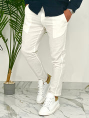 PANTALONI IN LINO PU2124 COL.BIANCO