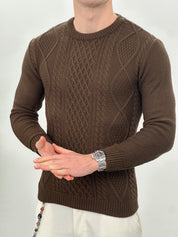 MAGLIONE GIROCOLLO INTRECCIATO 23-631 col. MARRONE
