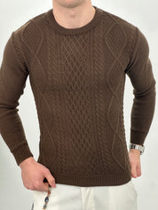 MAGLIONE GIROCOLLO INTRECCIATO 23-631 col. MARRONE