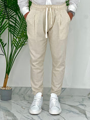 PANTALONI IN LINO PU2126 COL.BEIGE