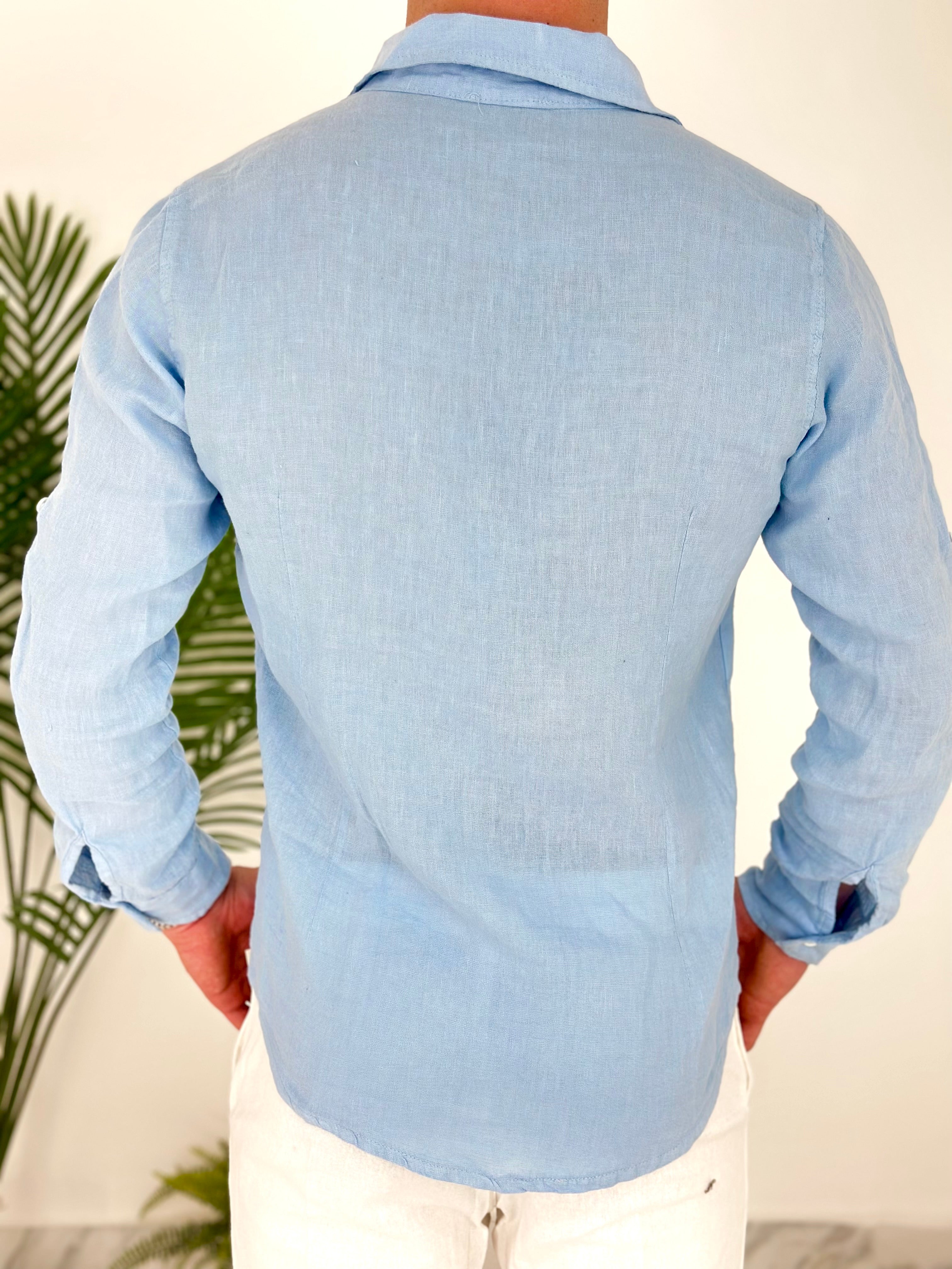 CAMICIA IN LINO col.CELESTE