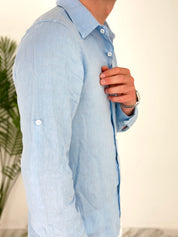 CAMICIA IN LINO col.CELESTE