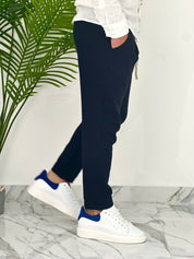 PANTALONI IN LINO PU2126 COL.BLU SCURO