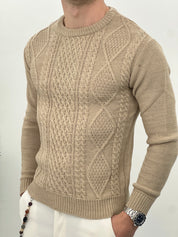MAGLIONE GIROCOLLO INTRECCIATO 23-631 col. BEIGE