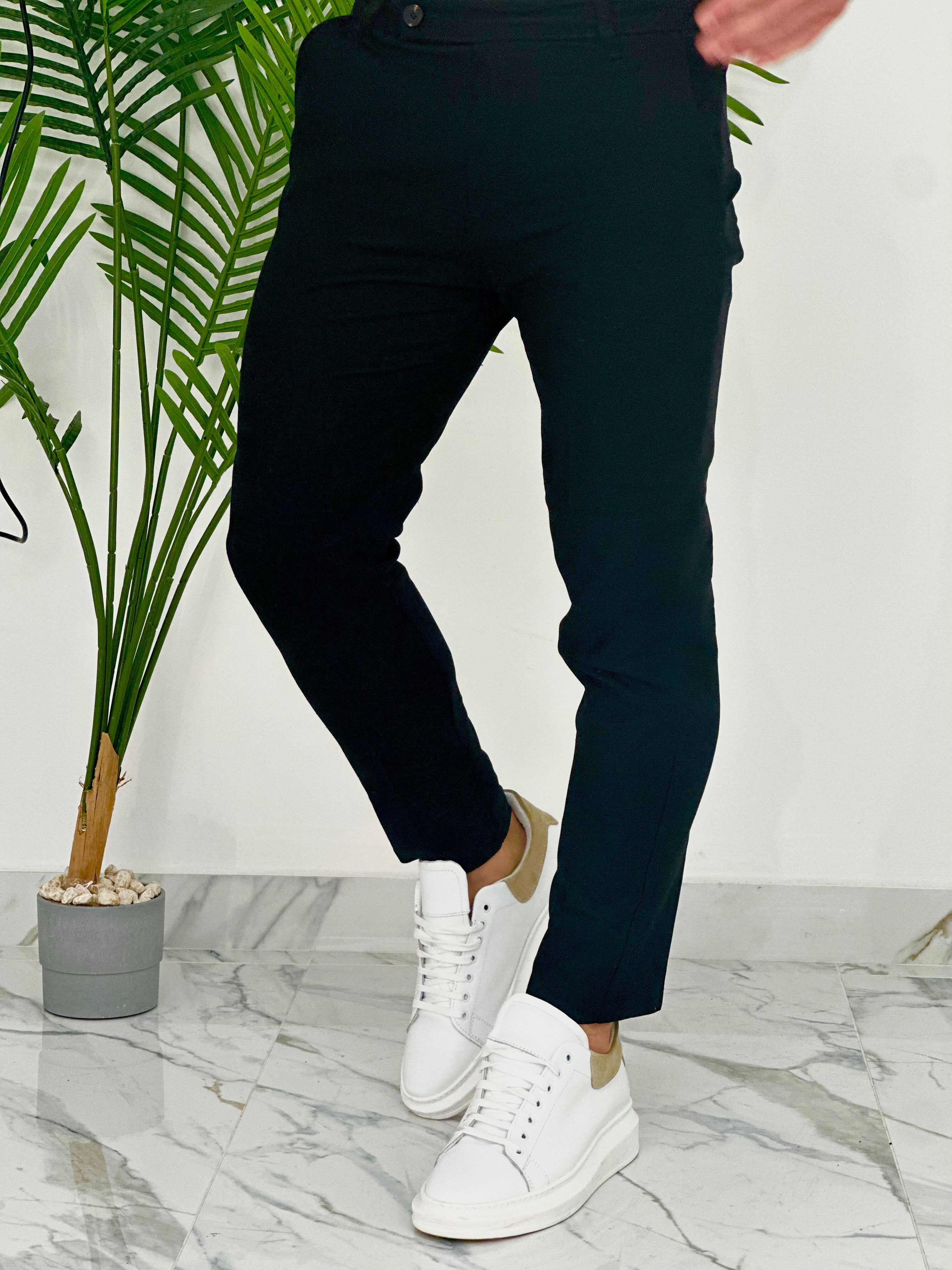PANTALONI IN LINO PU2124 COL.NERO