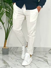 PANTALONI IN LINO PU2124 COL.BIANCO