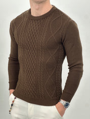 MAGLIONE GIROCOLLO INTRECCIATO 23-631 col. MARRONE