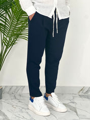 PANTALONI IN LINO PU2126 COL.BLU SCURO