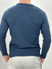 MAGLIONE GIROCOLLO INTRECCIATO 23-631 col. JEANS