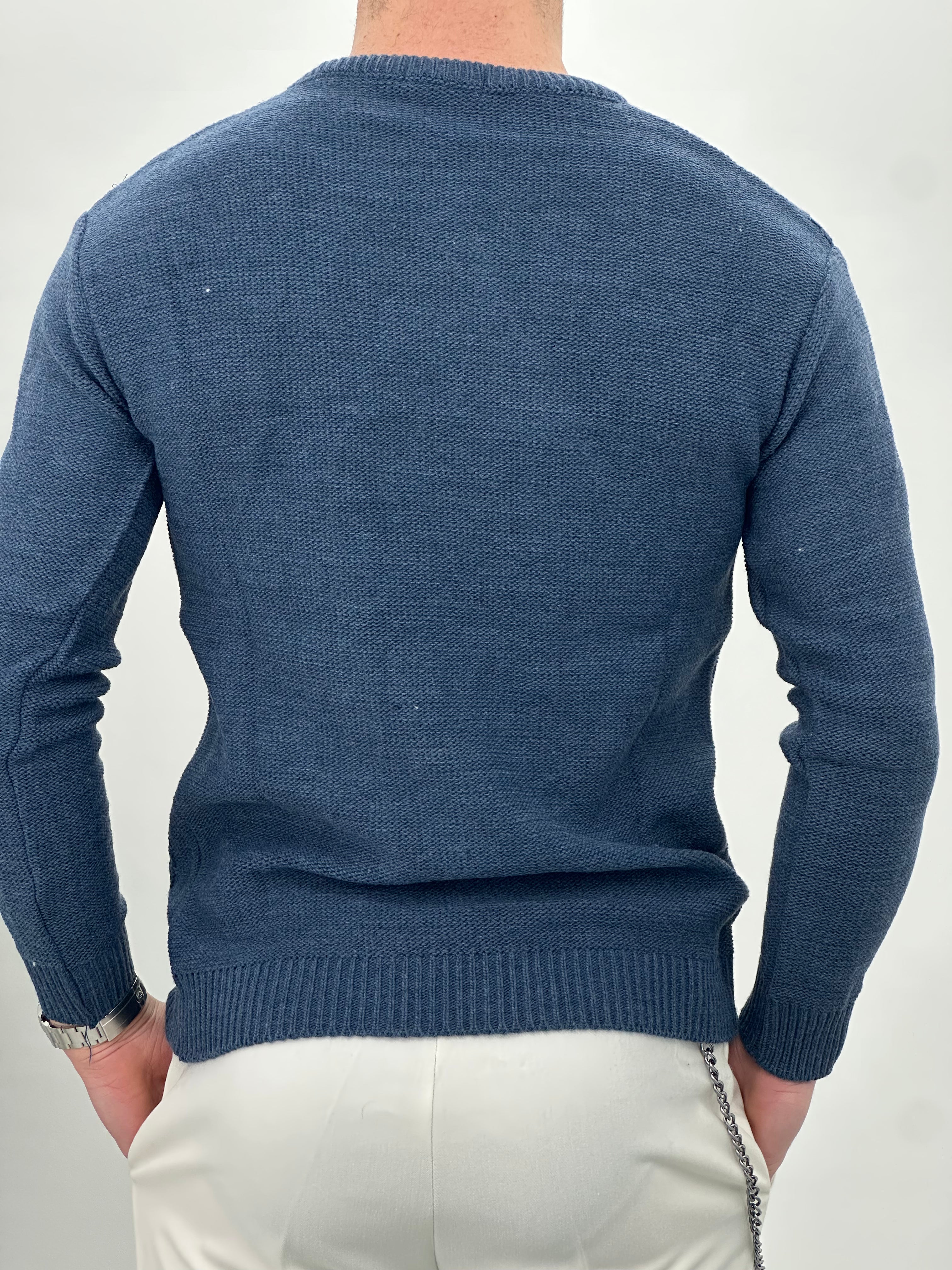 MAGLIONE GIROCOLLO INTRECCIATO 23-631 col. JEANS