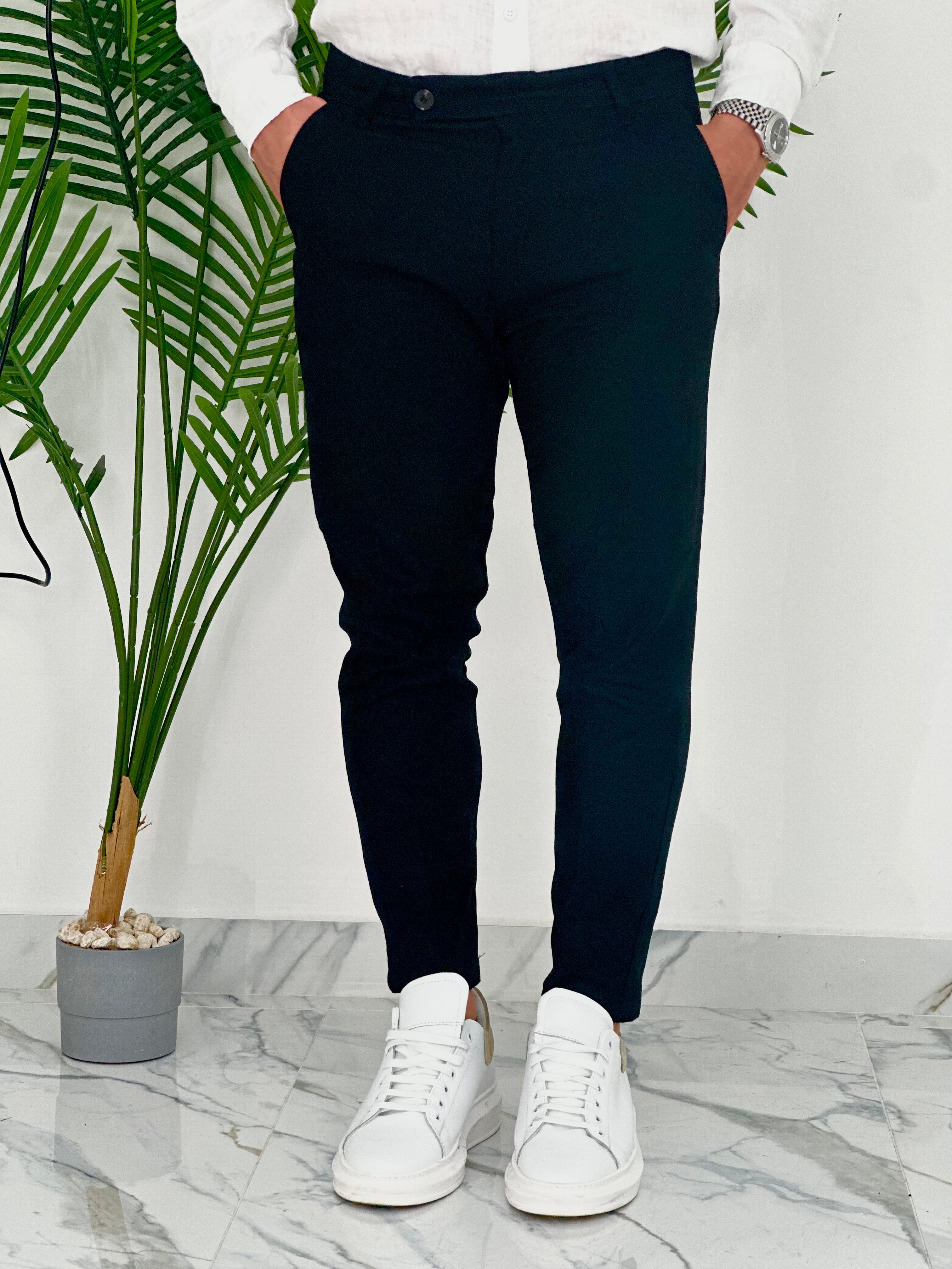 PANTALONI IN LINO PU2124 COL.NERO