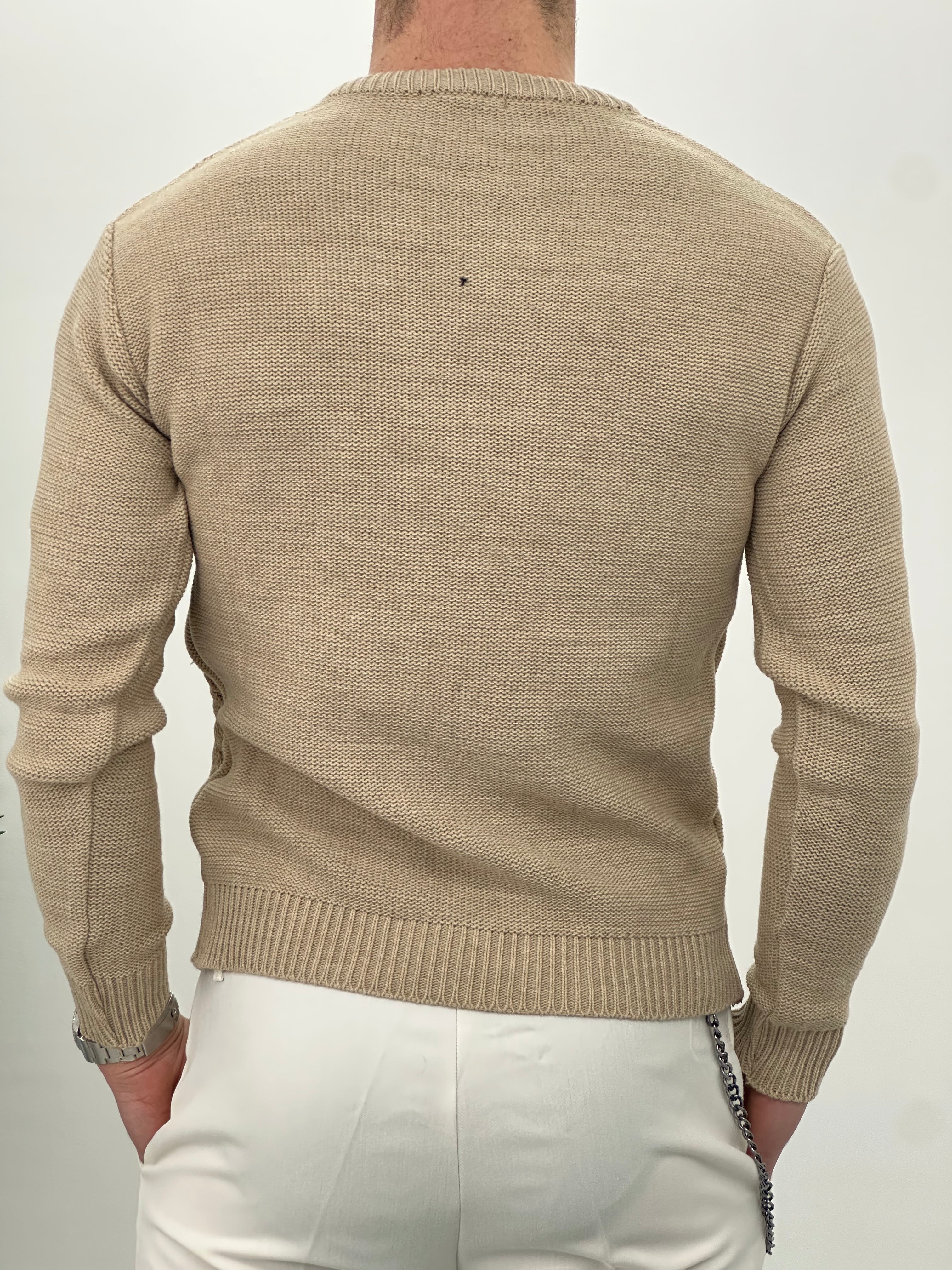 MAGLIONE GIROCOLLO INTRECCIATO 23-631 col. BEIGE