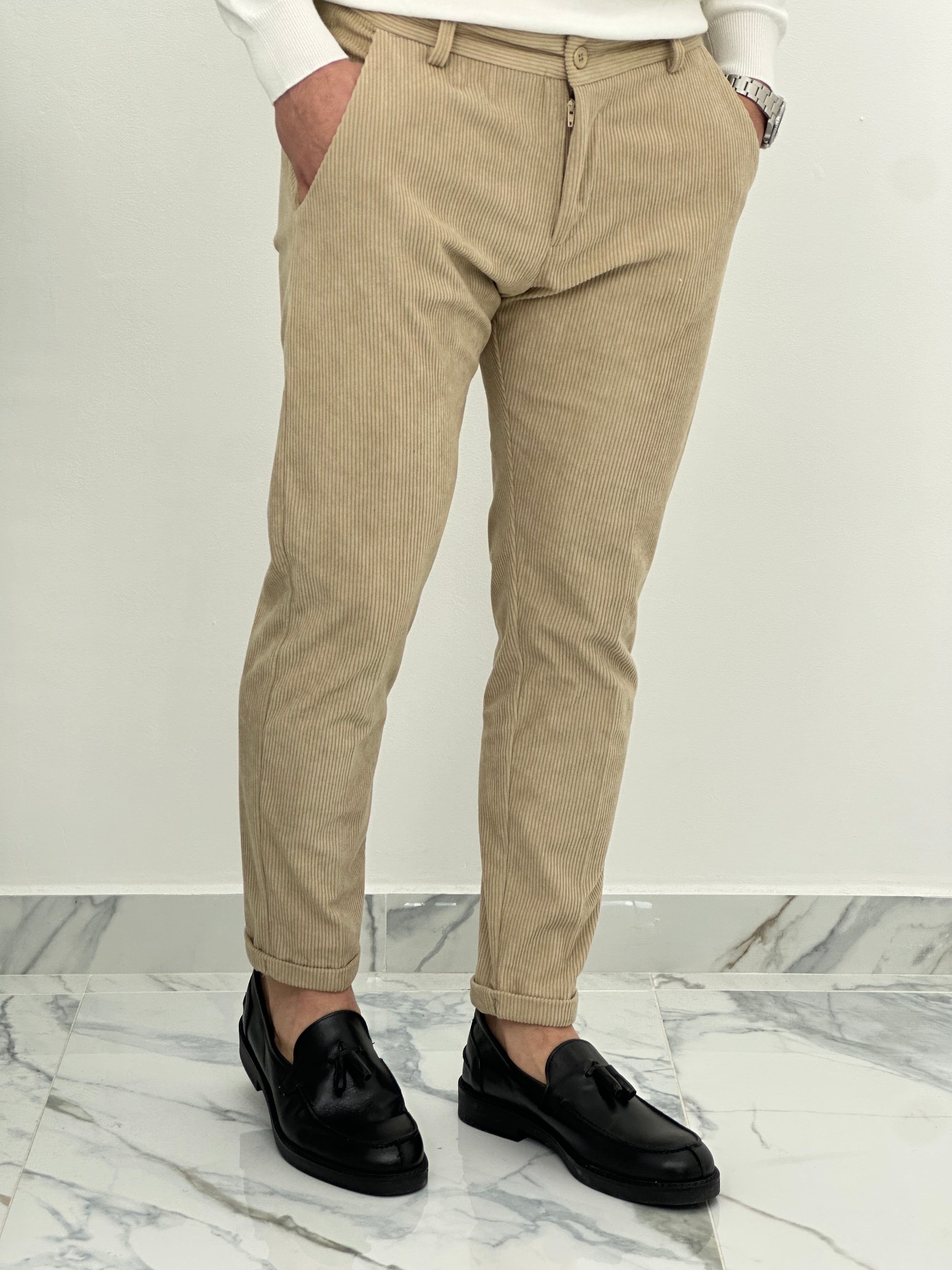 PANTALONE CUBA VELLUTO COL.BEIGE