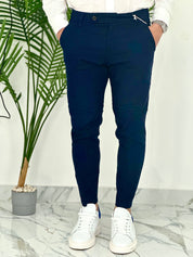 PANTALONI IN LINO PU2124 COL.BLU SCURO