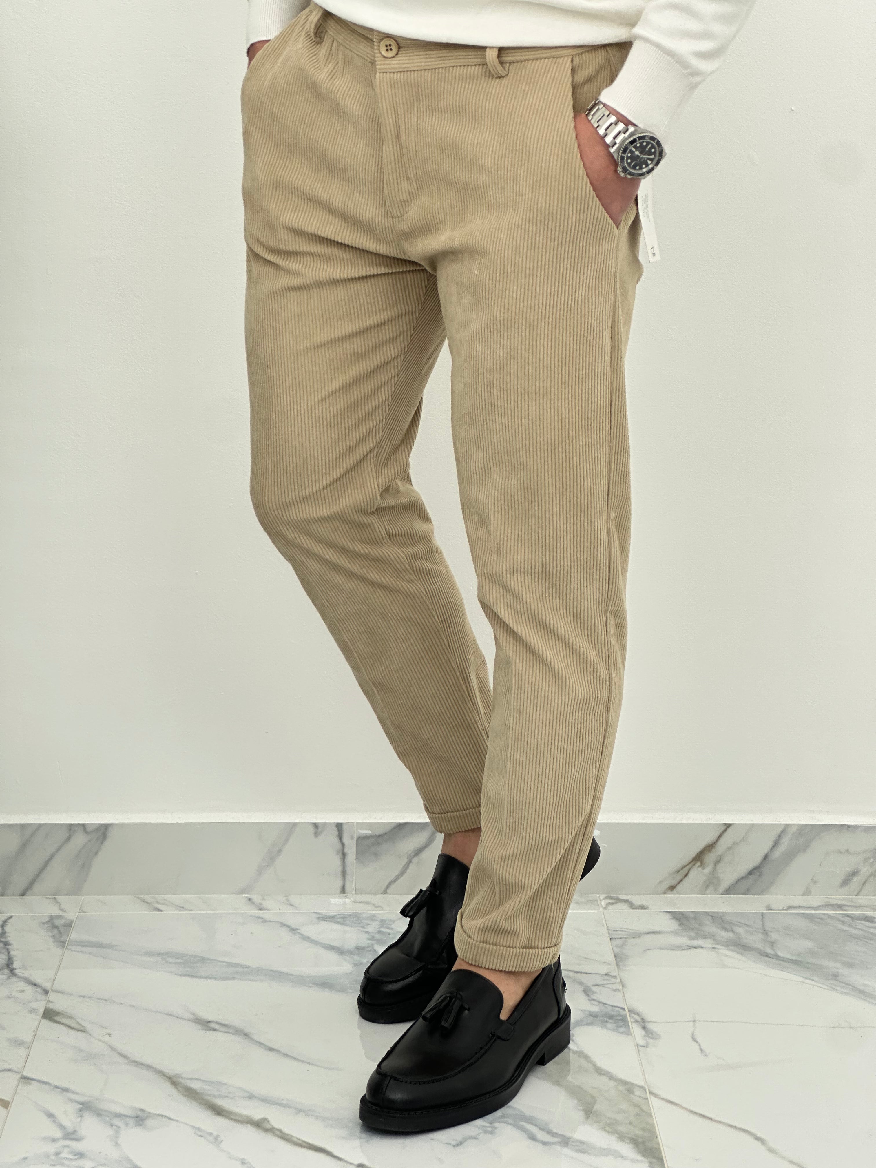 PANTALONE CUBA VELLUTO COL.BEIGE