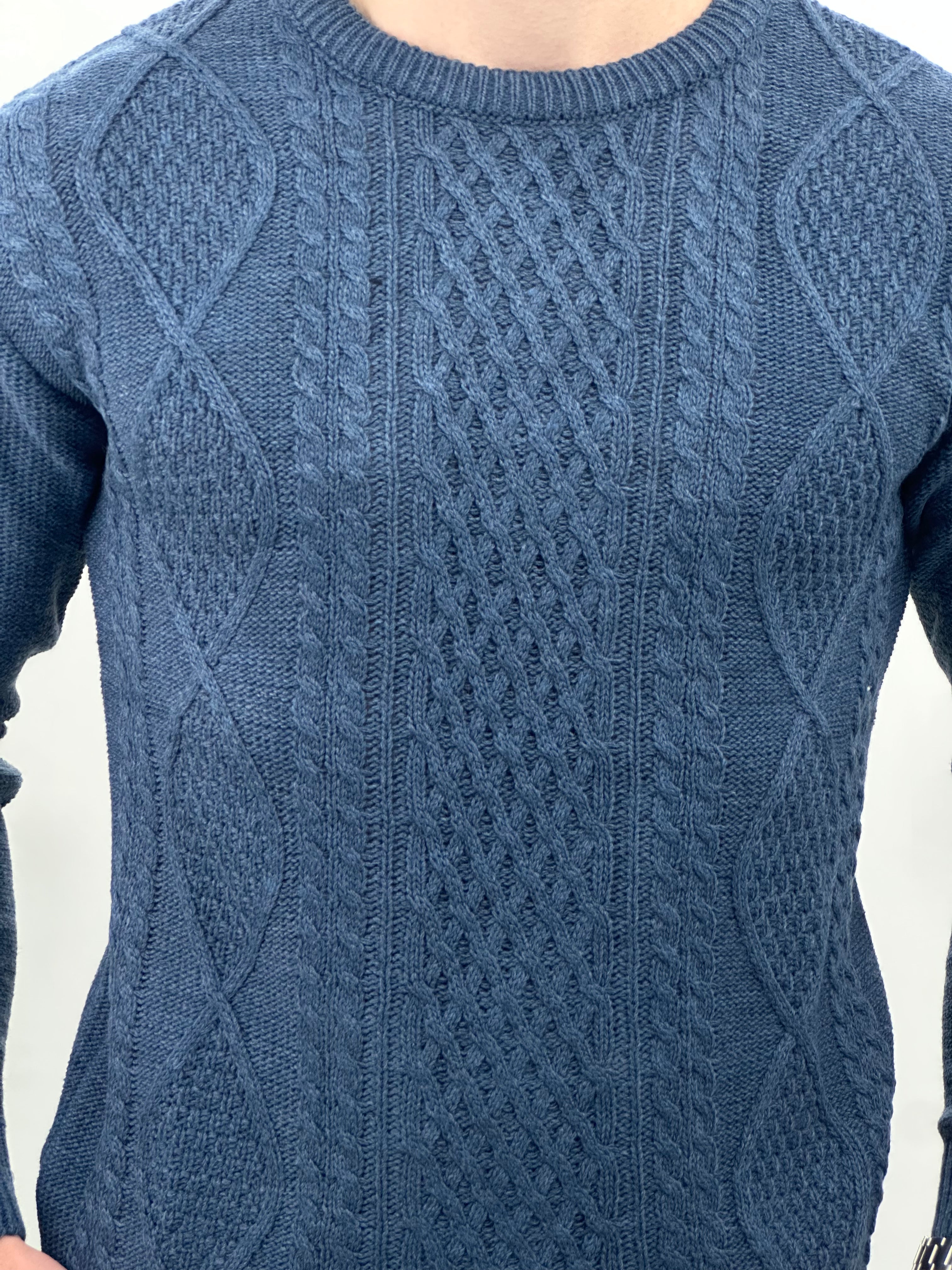 MAGLIONE GIROCOLLO INTRECCIATO 23-631 col. JEANS