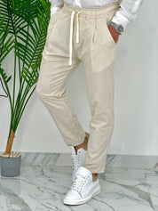 PANTALONI IN LINO PU2126 COL.BEIGE