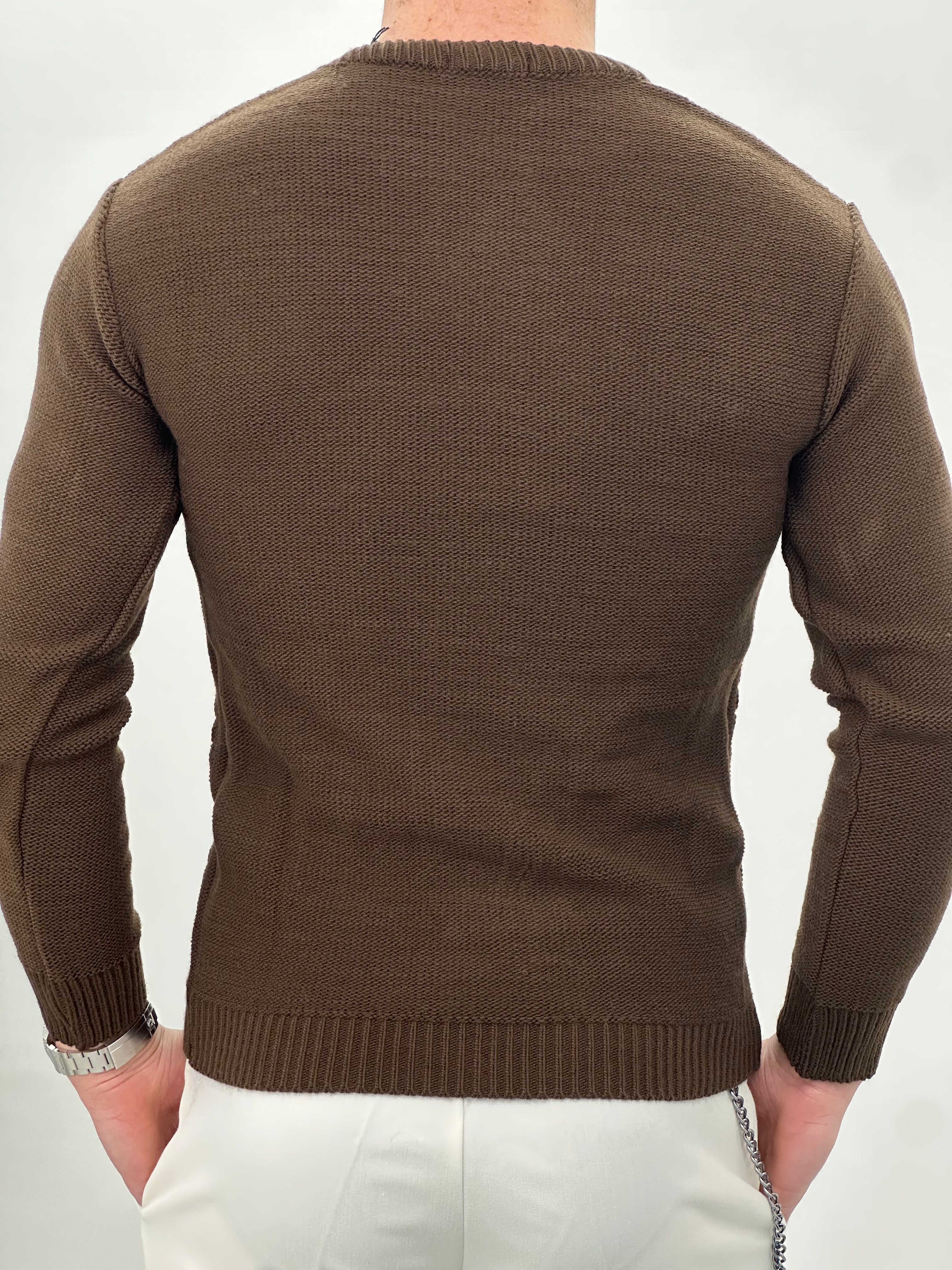MAGLIONE GIROCOLLO INTRECCIATO 23-631 col. MARRONE