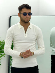 POLO CON ZIP A NIDO D'APE