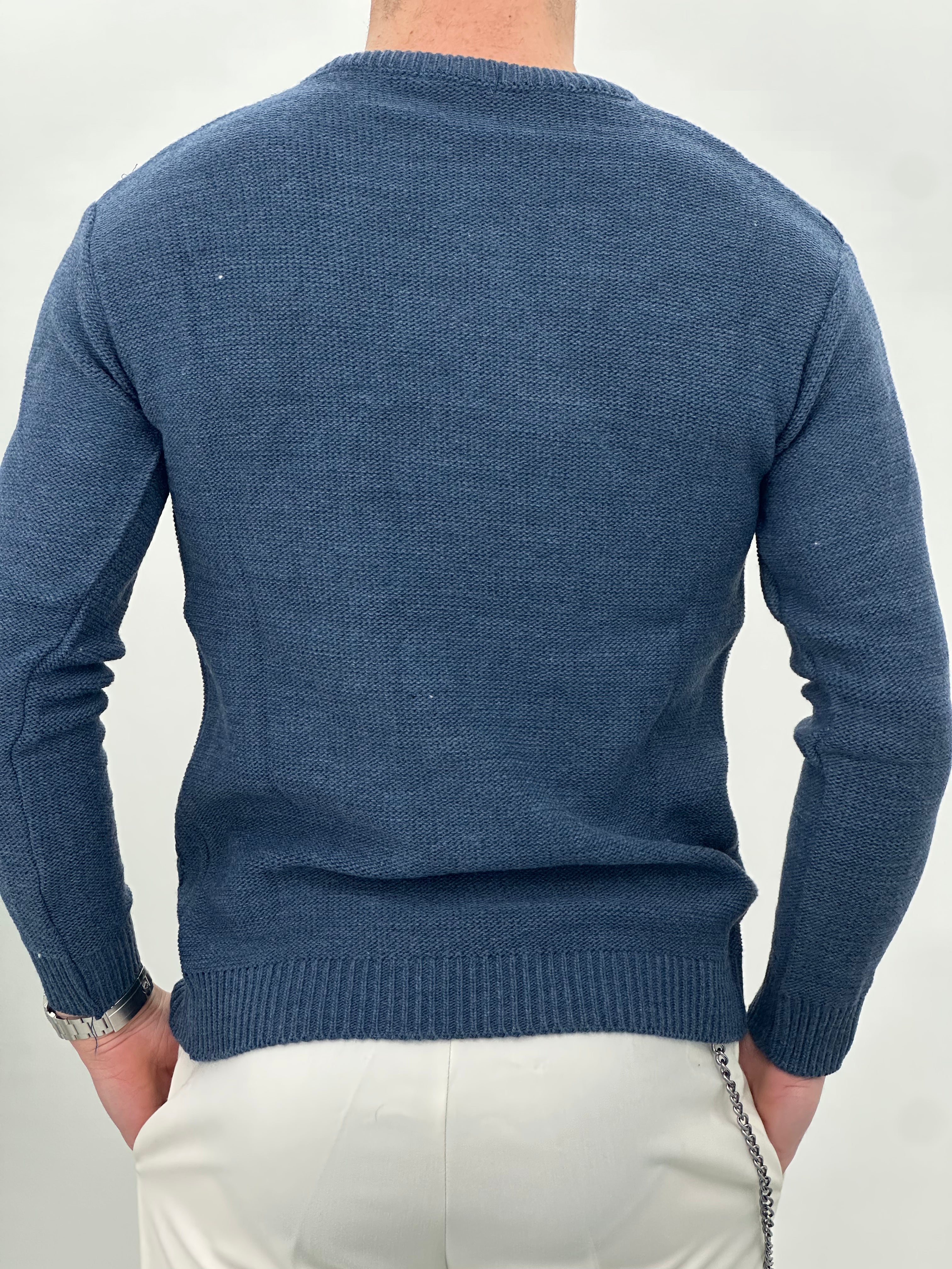MAGLIONE GIROCOLLO INTRECCIATO 23-631 col. JEANS