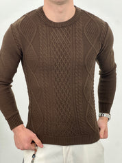 MAGLIONE GIROCOLLO INTRECCIATO 23-631 col. MARRONE