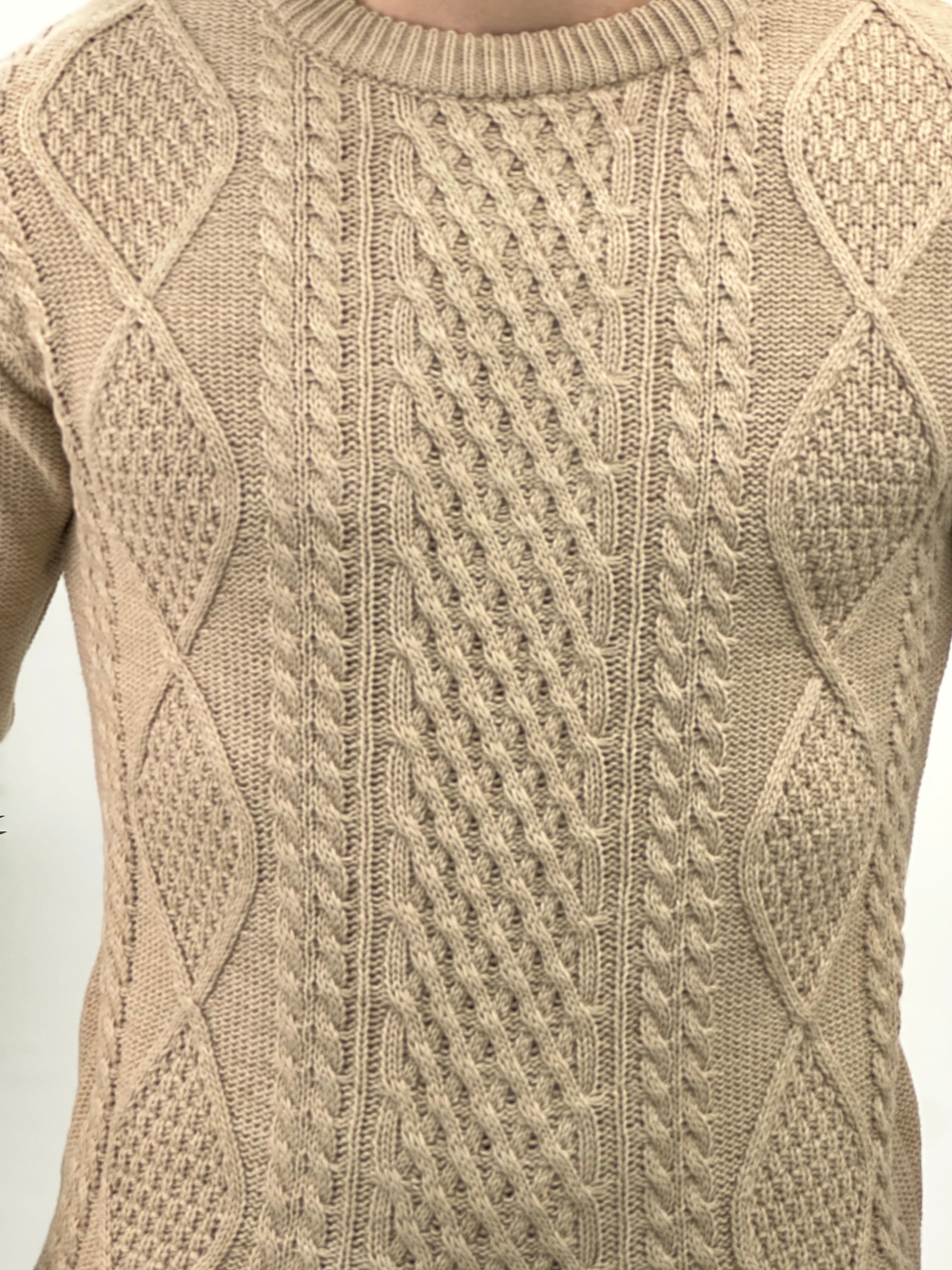 MAGLIONE GIROCOLLO INTRECCIATO 23-631 col. BEIGE