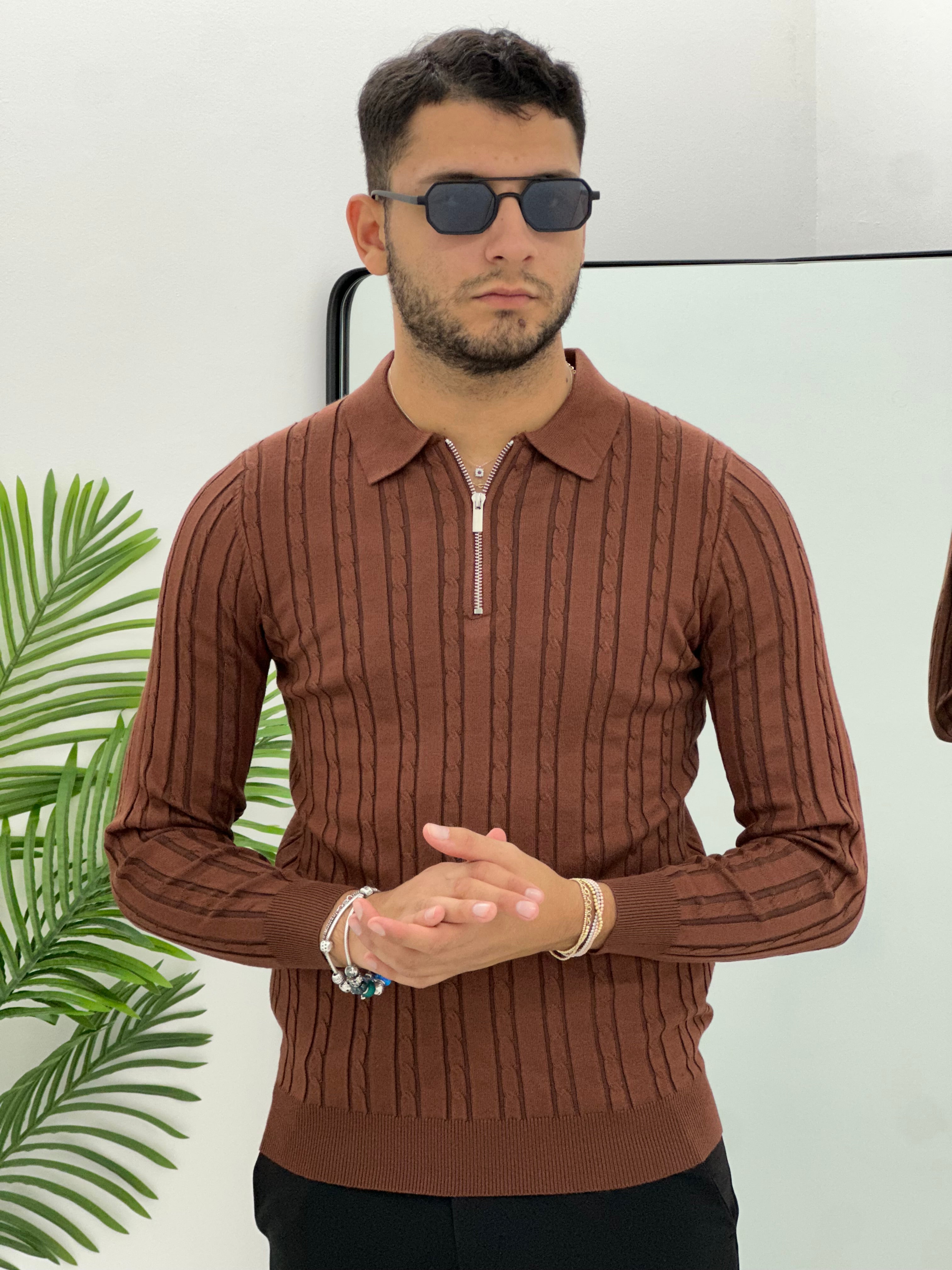 POLO CON ZIP INTRECCIATO