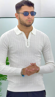 POLO CON ZIP INTRECCIATO