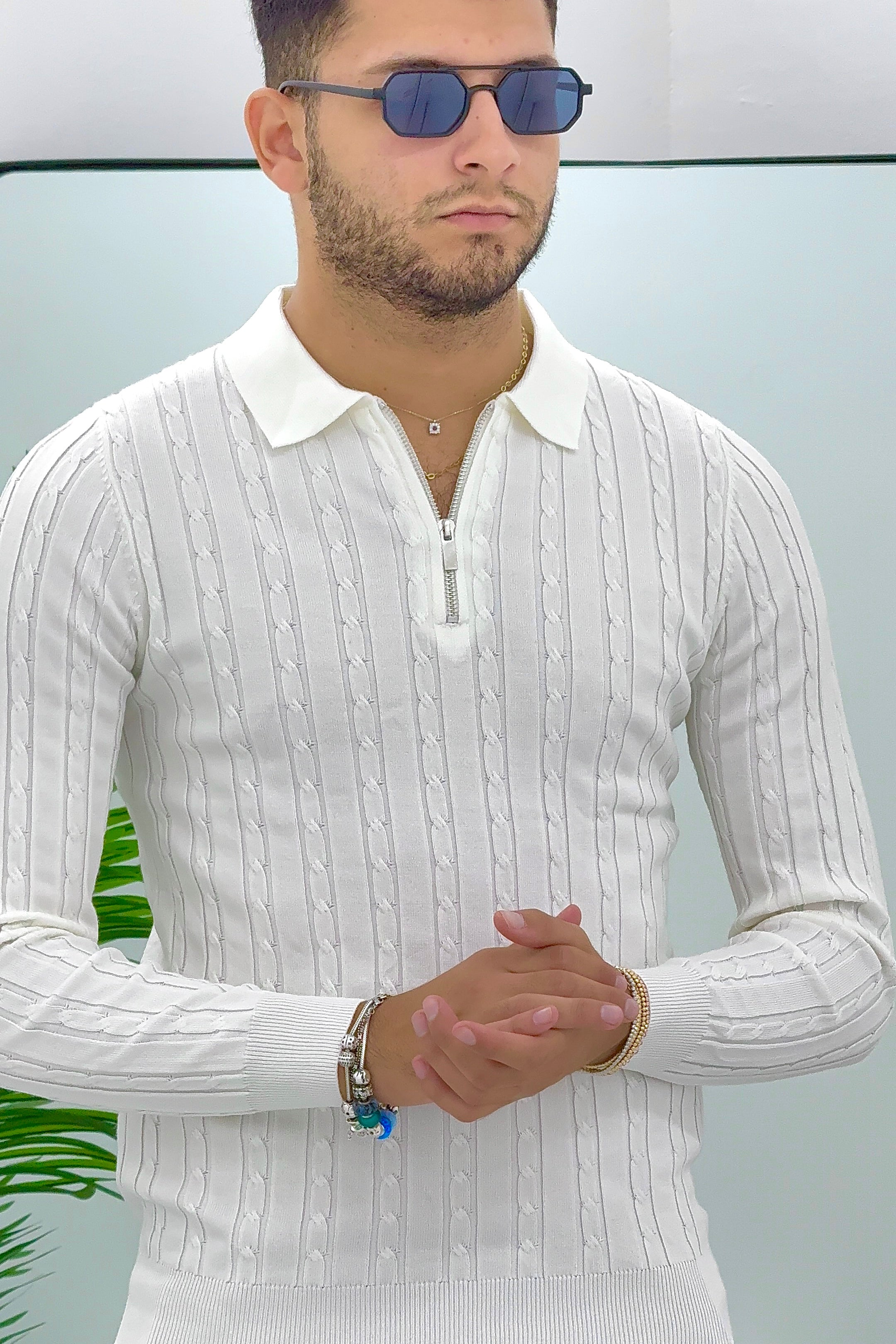 POLO CON ZIP INTRECCIATO