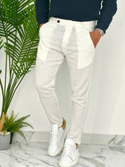 PANTALONI IN LINO PU2124 COL.BIANCO