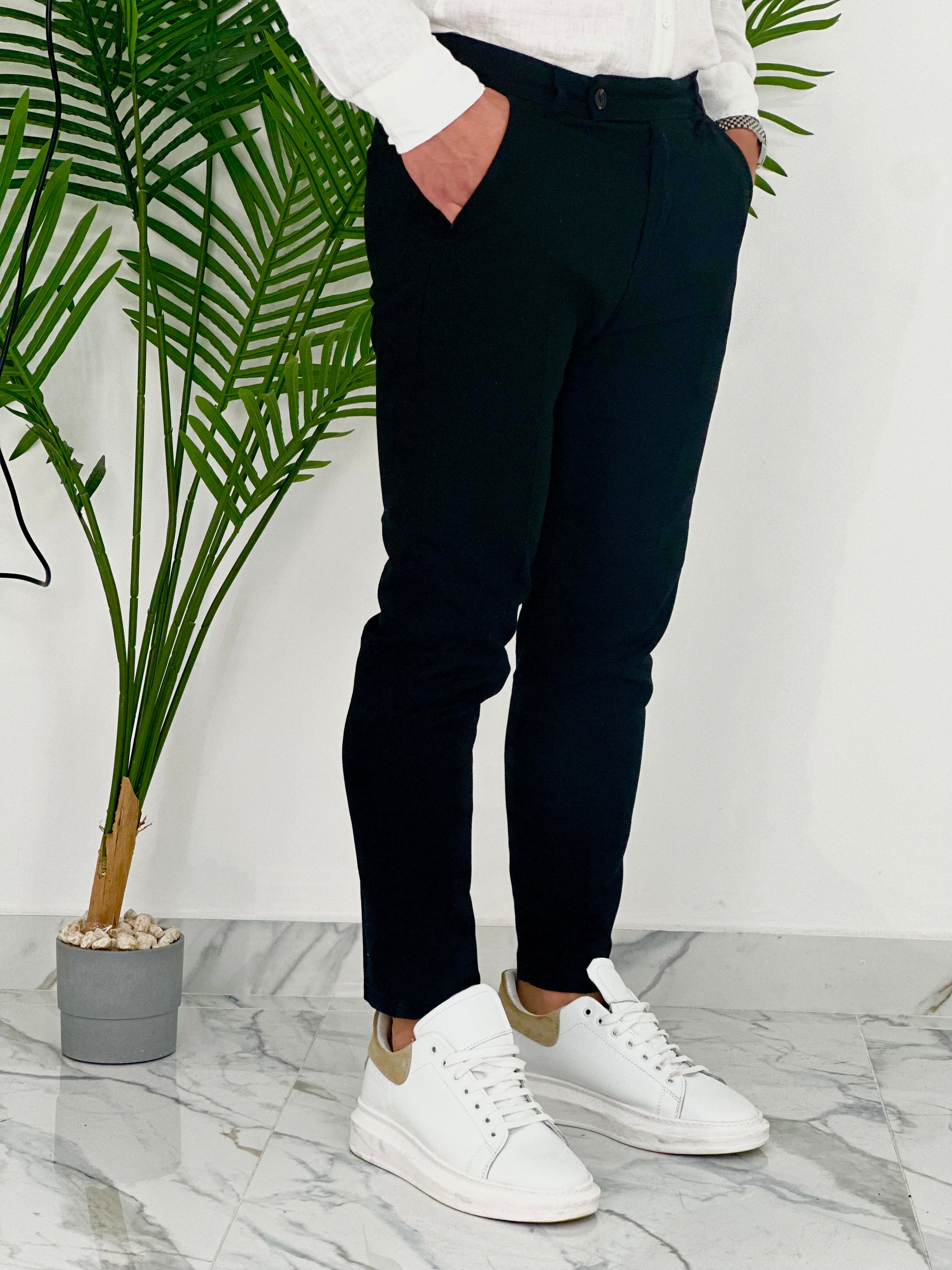 PANTALONI IN LINO PU2124 COL.NERO