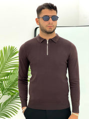 POLO CON ZIP A NIDO D'APE