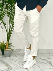 PANTALONI IN LINO PU2124 COL.BIANCO