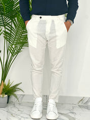 PANTALONI IN LINO PU2124 COL.BIANCO