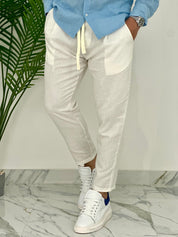 PANTALONI IN LINO PU2126 COL.BIANCO